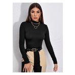 Actiwear Kadın Yarım Balıkçı Yaka Uzun Kollu Fitilli Kaşkorse Bluz Body