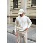 Acton Erkek %100 Organik Pamuk Bisiklet Yaka Triko Kazak - Beyaz - 2XL