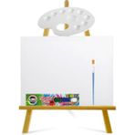 Acuto Ekonomik Mini Şövale 25 x 35 cm Tuval 6 x 15 ml Parmak Boyası Seti Çocuklar Için Boyama Seti