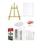 Acuto Masaüstü Şövale Red Apple Akrilik Boya Seti 9 ml 12LI Tuval Seti 25X35 Plastik Spatula Seti
