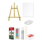 Acuto Masaüstü Şövale Red Apple Akrilik Boya Seti 9 ml 12'li Tuval Seti 35X50 Tuval