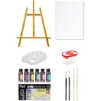 Acuto Mastermix Akrilik Boya Seti 60 cc 6 Pastel Renk Masaüstü Şövale Seti Tuval Seti 35X50 Boyama Seti