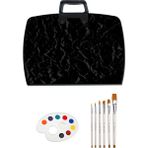 Acuto Proje Çantası 38x55 cm Resim Çantası Karışık Fırça Seti 6'lı Godeli Resim Paleti Mimarlık Seti