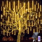 Acxilexy Güneş Meteor Duş Yağmur Işıkları, 30CM 10 Tüp 240 LED Düşen Yağmur Damlası Işıkları, Su Geçirmez Noel Icicle Meteor Işıkları, Açık Ağaç Bahçe Partisi için Düşen Kar Yağışı Işıkları