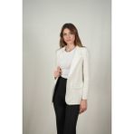 AD Fashion Kadın Blazer Ceket Uzun Kol ve Cepli Tasarım - Beyaz
