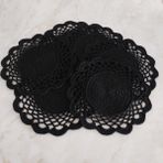 A&D Handmade El Örgüsü 6 Kişilik Polyester Makrome Supla - Siyah - 30 x 30 cm