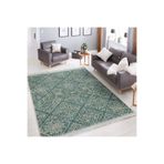 AD Home Haki Zeminde Örgü Motifli Antika Desenli Vintage Geometrik Halı
