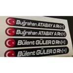 Ad Soyad Kan Grubu Isim Bayraklı Isimlik Sticker 2 Adet Etiket