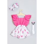 Ada Bebek Çocuk Adabebek Fırfırlı Ananas Desenli Miki Dizaltı Çorap Set - Pembe - 3 - 6 Ay