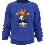 Ada Bebek Çocuk Oversize Hiphop Bear Baskılı Çocuk Sweatshirt - Mavi - 3 - 4 Yaş
