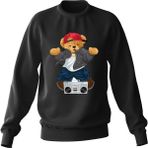 Ada Bebek Çocuk Oversize Hiphop Bear Baskılı Çocuk Sweatshirt - Siyah - 5 - 6 Yaş