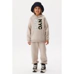 Ada Bebek Çocuk Oversize Pamuklu New York Alt Üst Takım - Bej - 9 - 10 Yaş