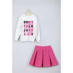 Ada Bebek Çocuk Yeni Sezon Don't Talk Just Act Etek Sweat Takım - 3 - 4 Yaş - Pembe
