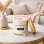Ada Candle Bardak Mum - Bambu Kapaklı -Kokulu - Beyaz