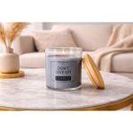 Ada Candle Bardak Mum - Bambu Kapaklı -Kokulu - Gri