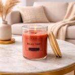 Ada Candle Bardak Mum - Bambu Kapaklı -Kokulu - Kırmızı