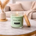 Ada Candle Bardak Mum - Bambu Kapaklı -Kokulu - Yeşil
