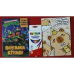Ada Çanta Kırtasiye 2 Adet Stickerli Boyama Kitabı ve 12 Li Kuru Boya Kalemi EE87444465