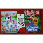 Ada Çanta Kırtasiye 2 Adet Stickerli Boyama Kitabı ve 12 Li Kuru Boya Kalemi US89886565