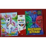 Ada Çanta Kırtasiye 2 Adet Stickerli Karakter Figürlü Boyama Kitabı ve 12 Li Kuru Boya Kalemi BA5599983