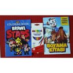 Ada Çanta Kırtasiye 2 Adet Stickerli Karakter Figürlü Boyama Kitabı ve 12 Li Kuru Boya Kalemi BZ26599