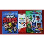 Ada Çanta Kırtasiye 2 Adet Stickerli Karakter Figürlü Boyama Kitabı ve 12 Li Kuru Boya Kalemi DH5989551