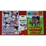 Ada Çanta Kırtasiye 2 Adet Stickerli Karakter Figürlü Boyama Kitabı ve 12 Li Kuru Boya Kalemi HB56006