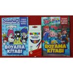 Ada Çanta Kırtasiye 2 Adet Stickerli Karakter Figürlü Boyama Kitabı ve 12 Li Kuru Boya Kalemi KO879665