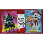 Ada Çanta Kırtasiye 2 Adet Stickerli Karakter Figürlü Boyama Kitabı ve 12 Li Kuru Boya Kalemi PX852228