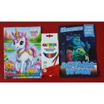 Ada Çanta Kırtasiye 2 Adet Stickerli Karakter Figürlü Boyama Kitabı ve 12 Li Kuru Boya Kalemi VZ55533447