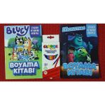 Ada Çanta Kırtasiye 2 Adet Stickerli Karakter Figürlü Boyama Kitabı ve 12 Li Kuru Boya Kalemi XC3554