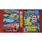 Ada Çanta Kırtasiye 2 Adet Stickerli Karakter Figürlü Boyama Kitabı ve 12 Li Tüp Kuru Boya Kalemi YE19915