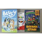 Ada Çanta Kırtasiye 2 Adet Stickerli Karakter Figürlü Boyama Kitabı ve 12'li Kuru Boya Kalemi AD600602