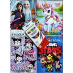 Ada Çanta Kırtasiye 4 Adet Stickerli Karakter Figürlü Boyama Kitabı 12 Li Kuru Boya Kalemi XG615003