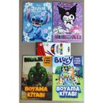 Ada Çanta Kırtasiye 4 Adet Stickerli Karakter Figürlü Boyama Kitabı ve 12 Li Kuru Boya Kalemi AD100225