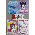 Ada Çanta Kırtasiye 4 Adet Stickerli Karakter Figürlü Boyama Kitabı ve 12 Li Kuru Boya Kalemi AD200712