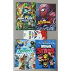 Ada Çanta Kırtasiye 4 Adet Stickerli Karakter Figürlü Boyama Kitabı ve 12 Li Kuru Boya Kalemi AD2404