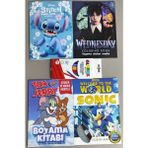 Ada Çanta Kırtasiye 4 Adet Stickerli Karakter Figürlü Boyama Kitabı ve 12 Li Kuru Boya Kalemi LY24973