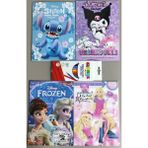 Ada Çanta Kırtasiye 4 Adet Stickerli Karakter Figürlü Boyama Kitabı ve 12 Li Kuru Boya Kalemi MK78914