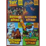 Ada Çanta Kırtasiye 4 Adet Stickerli Karakter Figürlü Boyama Kitabı ve 12 Li Tüp Kuru Boya Kalemi XX6855