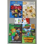 Ada Çanta Kırtasiye 4 Adet Stickerli Karakter Figürlü Boyama Kitabı ve 12'li Kuru Boya Kalemi AD1701