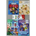 Ada Çanta Kırtasiye 4 Adet Stickerli Karakter Figürlü Boyama Kitabı ve 12'li Kuru Boya Kalemi AD1703