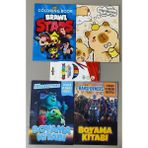 Ada Çanta Kırtasiye 4 Adet Stickerli Karakter Figürlü Boyama Kitabı ve 12'li Kuru Boya Kalemi AD1704