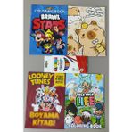 Ada Çanta Kırtasiye 4 Adet Stickerli Karakter Figürlü Boyama Kitabı ve 12'li Kuru Boya Kalemi AD1711