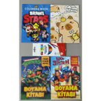Ada Çanta Kırtasiye 4 Adet Stickerli Karakter Figürlü Boyama Kitabı ve 12'li Kuru Boya Kalemi AD1713