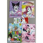Ada Çanta Kırtasiye 4 Adet Stickerli Karakter Figürlü Boyama Kitabı ve 12'li Kuru Boya Kalemi AD71242