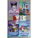 Ada Çanta Kırtasiye 4 Adet Stickerli Karakter Figürlü Boyama Kitabı ve 12'li Kuru Boya Kalemi AD71263