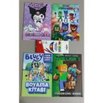 Ada Çanta Kırtasiye 4 Adet Stickerli Karakter Figürlü Boyama Kitabı ve 12'li Kuru Boya Kalemi AD71264