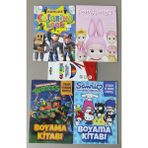 Ada Çanta Kırtasiye 4 Adet Stickerli Karakter Figürlü Boyama Kitabı ve 12'li Kuru Boya Kalemi AD9707