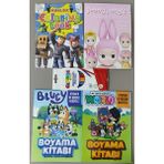 Ada Çanta Kırtasiye 4 Adet Stickerli Karakter Figürlü Boyama Kitabı ve 12'li Kuru Boya Kalemi DR689586